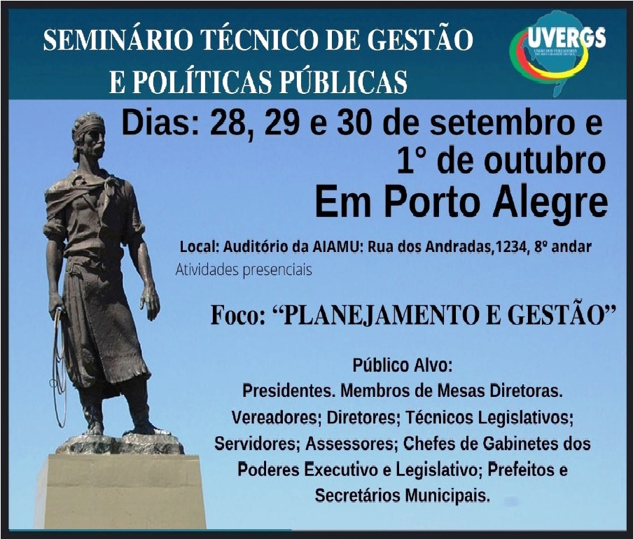 SEMINÁRIO TÉCNICO DE GESTÃO E POLÍTICAS PÚBLICAS  - "Planejamento e Gestão " - 28/09 a 01/10